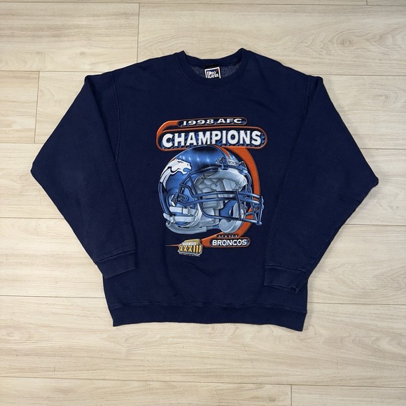 Vintage 1998 Denver Broncos Sweatshirt Mens Large Super Bowl AFC Champs NFL 90s - Picture 1 of 7